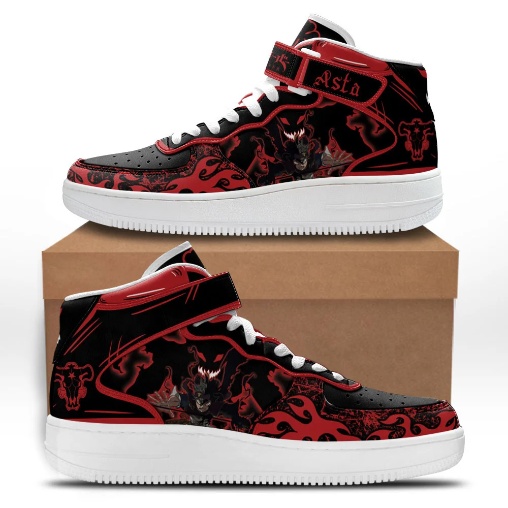 Kingofallstore - Asta Demon Sneakers Air Mid Custom Black Clover Anime Shoes