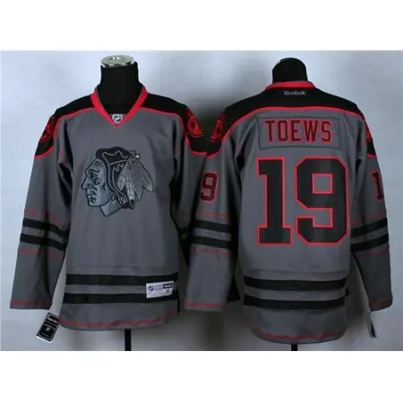 Blackhawks #19 Jonathan Toews Charcoal Cross Check Fashion Stitched  NHL Jersey