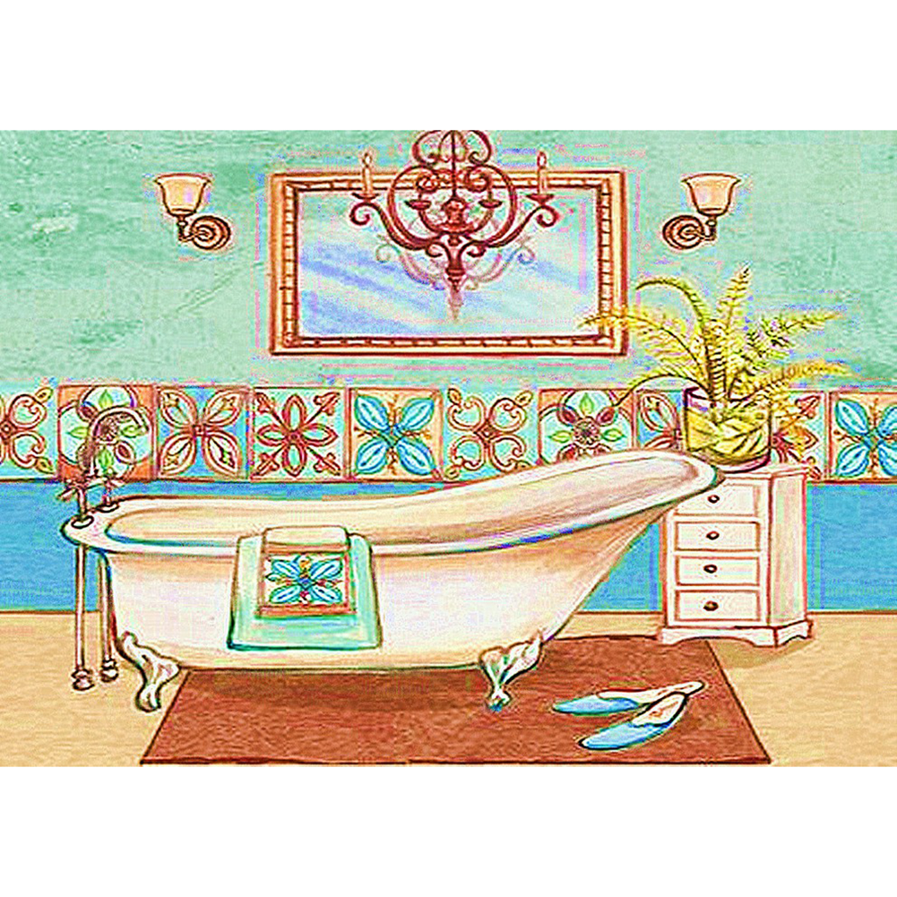 

40*30CM - Round Drill Diamond Painting - Bathtub, 501 Original