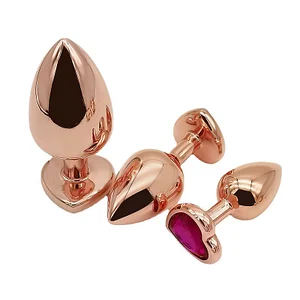 Heart-Shaped Rose Gold Metal Anal Plug for Sensual Play