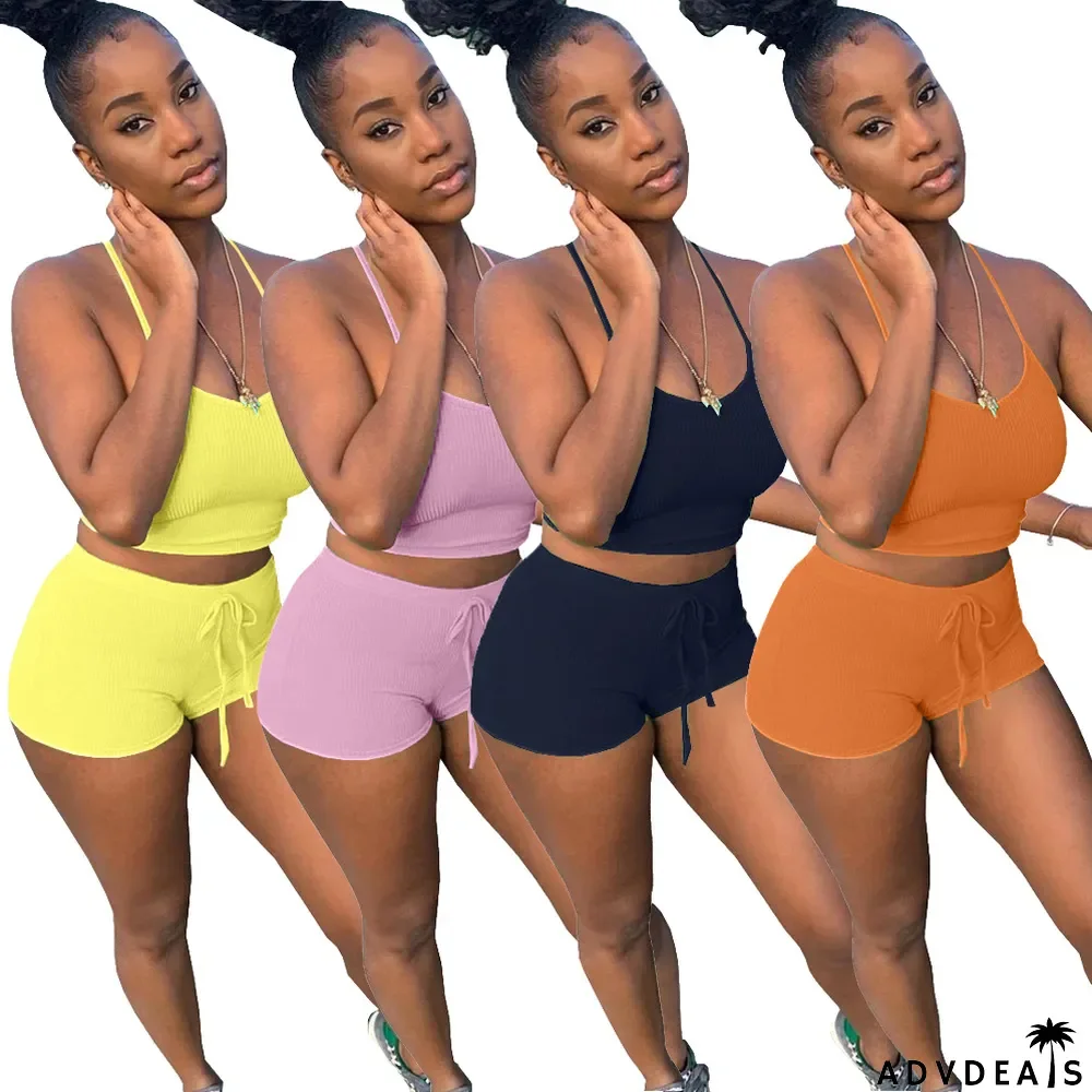 Fashion Sexy Camisole Shorts Suit