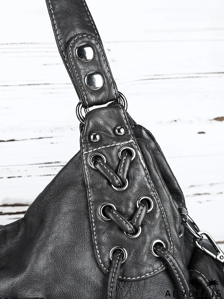 Eyelet Decor Ombre Strappy Tote Bag