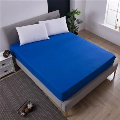 Solid Fitted Sheet With Elastic Band White Waterproof Bed Sheet Mattress Covers Bedsheet Queen Size Bed Sheets Set Hot Bed Linen