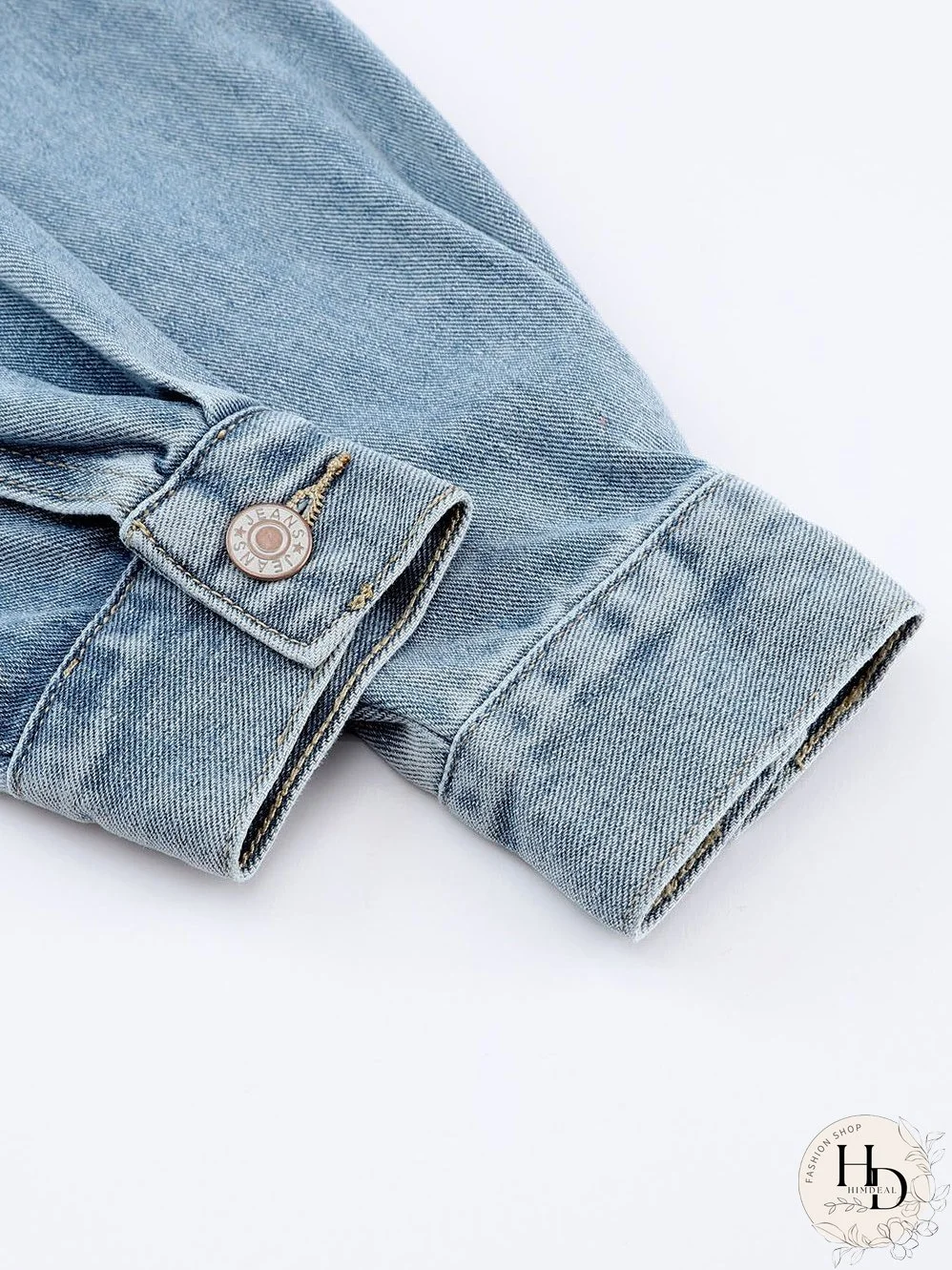 Sky Blue Rhinestone Embellished Denim Shacket