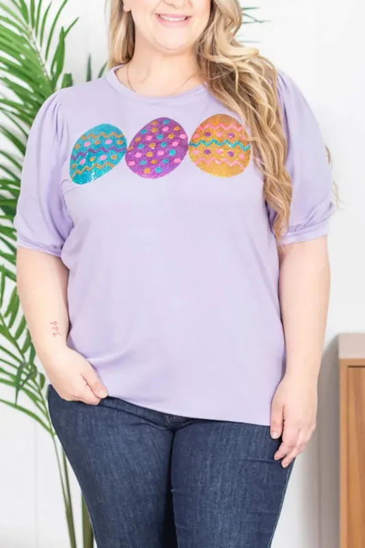 Easter Egg Sequin Short-Sleeved Top