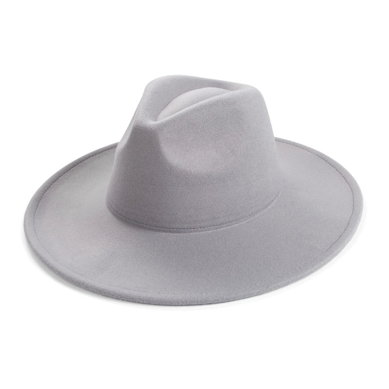 Unisex Elegant Solid Color Big Eaves Fedora Hat