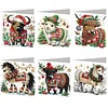 6PCS DIY Diamond Art Greeting Cards Christmas Animal Congratulations Cards Gift