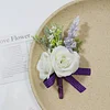 10PCS Purple Wedding Catering Bridal Groom Guests Corsage Boutonniere Wrist Artificial Flower Bouquets