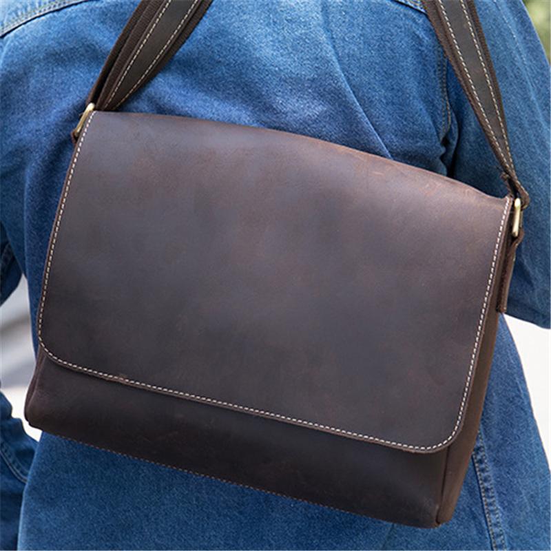 Classic Vintage Crossbody Bags Plain Leather Shoulder Bags