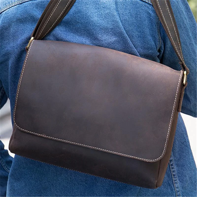 Classic Vintage Crossbody Bags Plain Leather Shoulder Bags