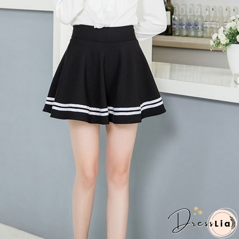 Summer Women Fashion Korean Version Style Pleated Skirt Solid Color High Waist Casual Mini School Skirt