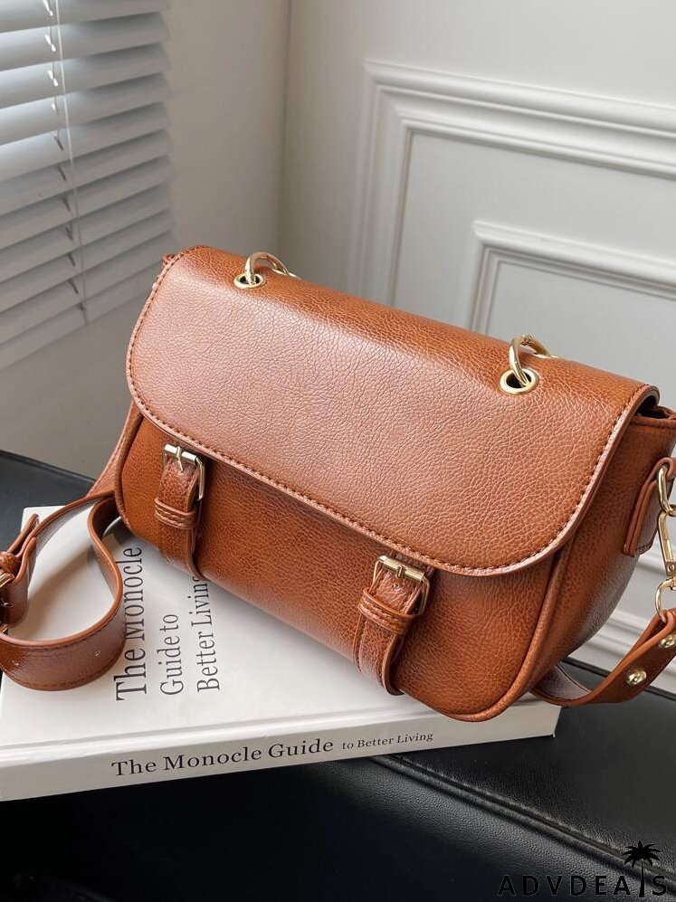 Minimalist Buckle Flap Square Bag