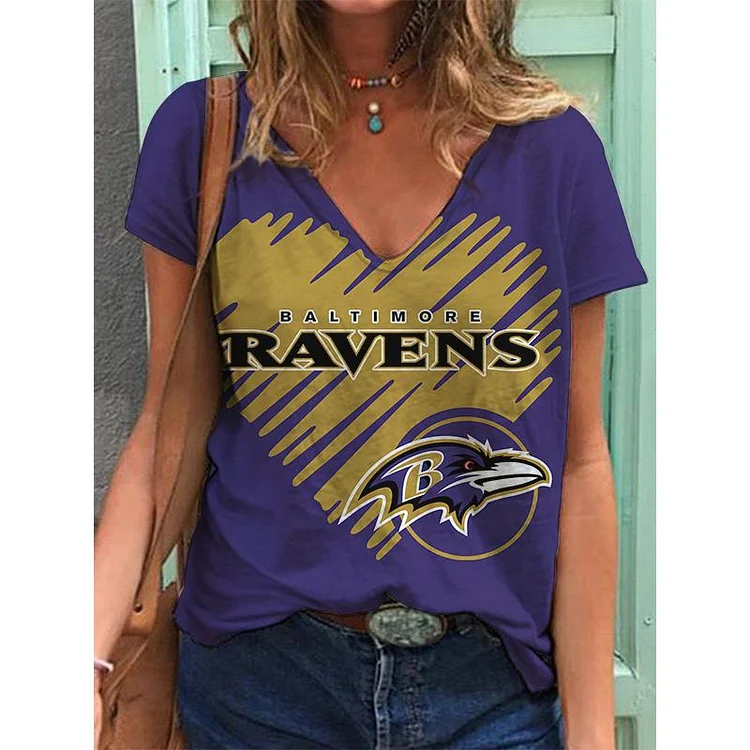 Baltimore Ravens Lightweight Short Sleeve V-Neck T-Shirt