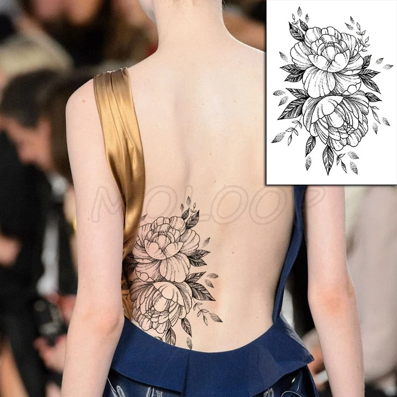 Temporary Tattoo Stickers Rose Sapphire Red Flower Fake Tatto Waterproof Tatoo Back Leg Arm Belly Big Size for Women Men Girl