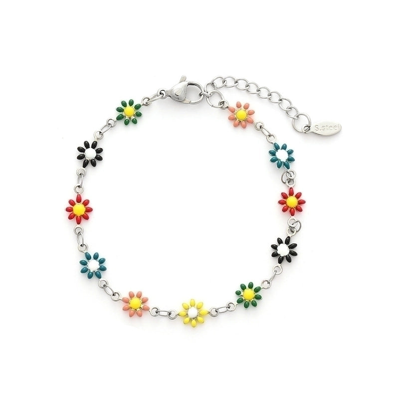 Cute Flower Stainless Steel 18K Gold Plated None Bracelets In Bulk