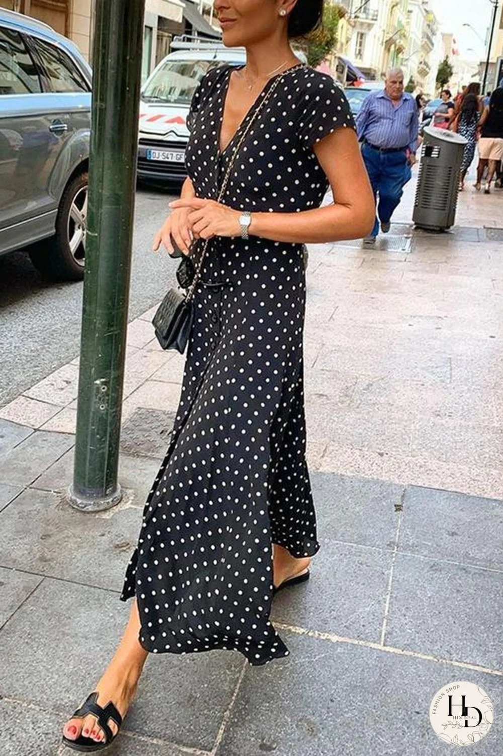 Polka Dot Wrap Maxi Dress