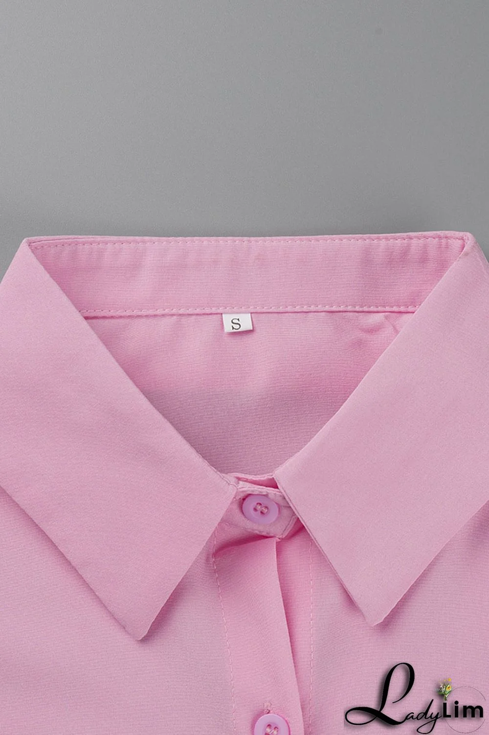 Light Blue Casual Simplicity Solid Patchwork Buckle Turndown Collar Long Sleeve Two Pieces