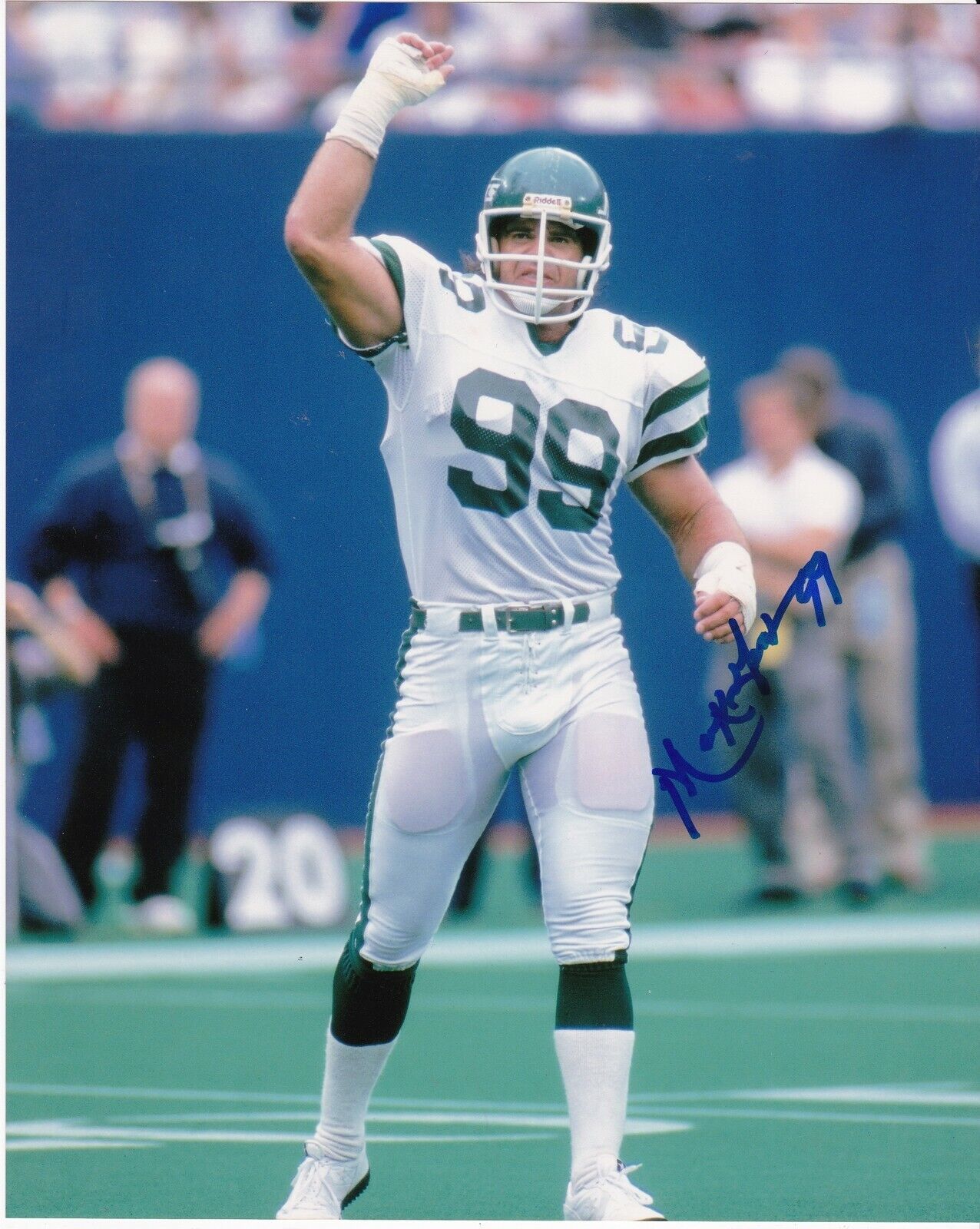 MARK GASTINEAU NEW YORK JETS ACTION SIGNED 8x10