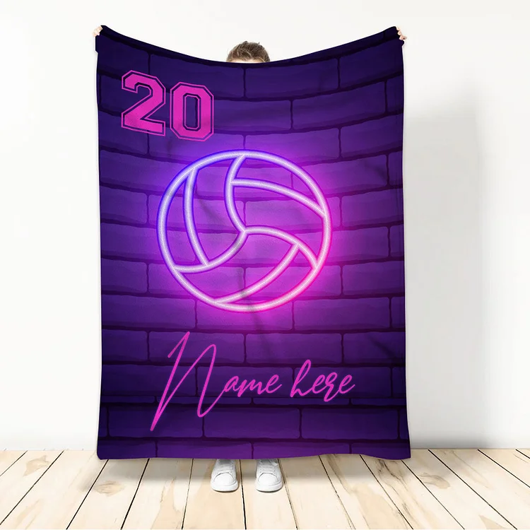 Personalized Volleyball Blanket, Volleyball Sherpa Fleece Blanket | BKKid522