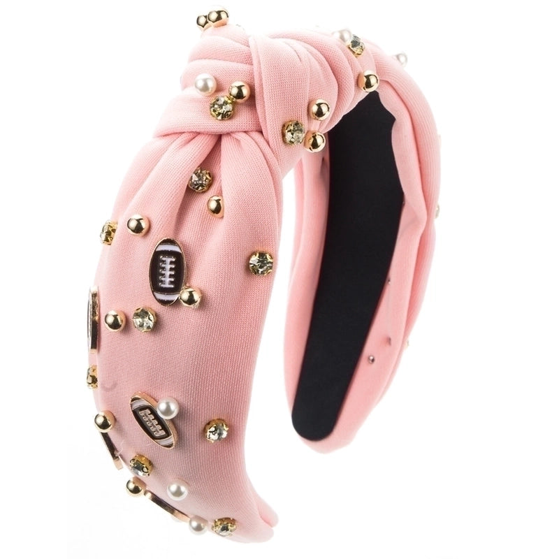 Women’s Casual Baroque Style Rugby Knot Alloy Cloth Inlay Rhinestones Pearl Hair Band
