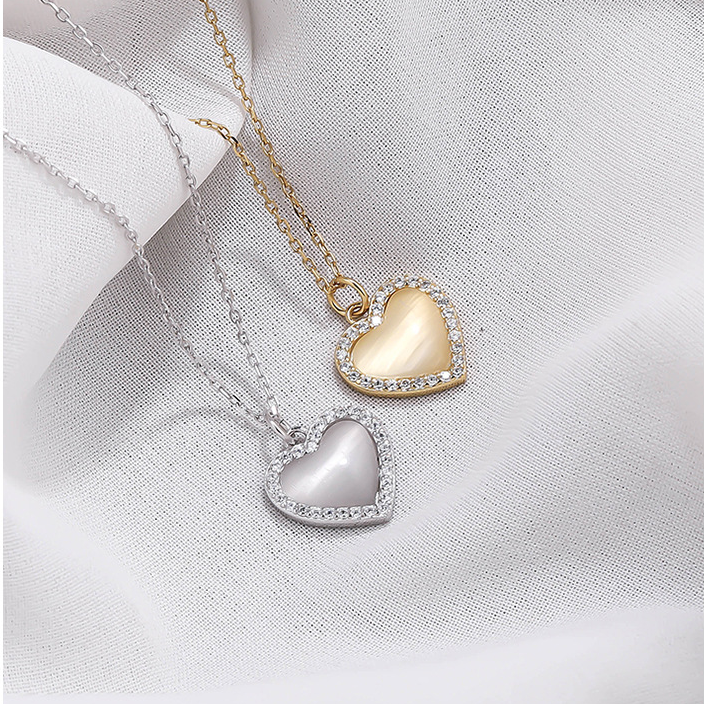 Heart Opal Necklace with Diamond Gifts for Her