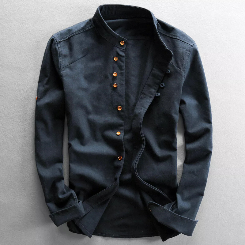 Vintage Men's Casual Cotton and Linen Shirt Jacket