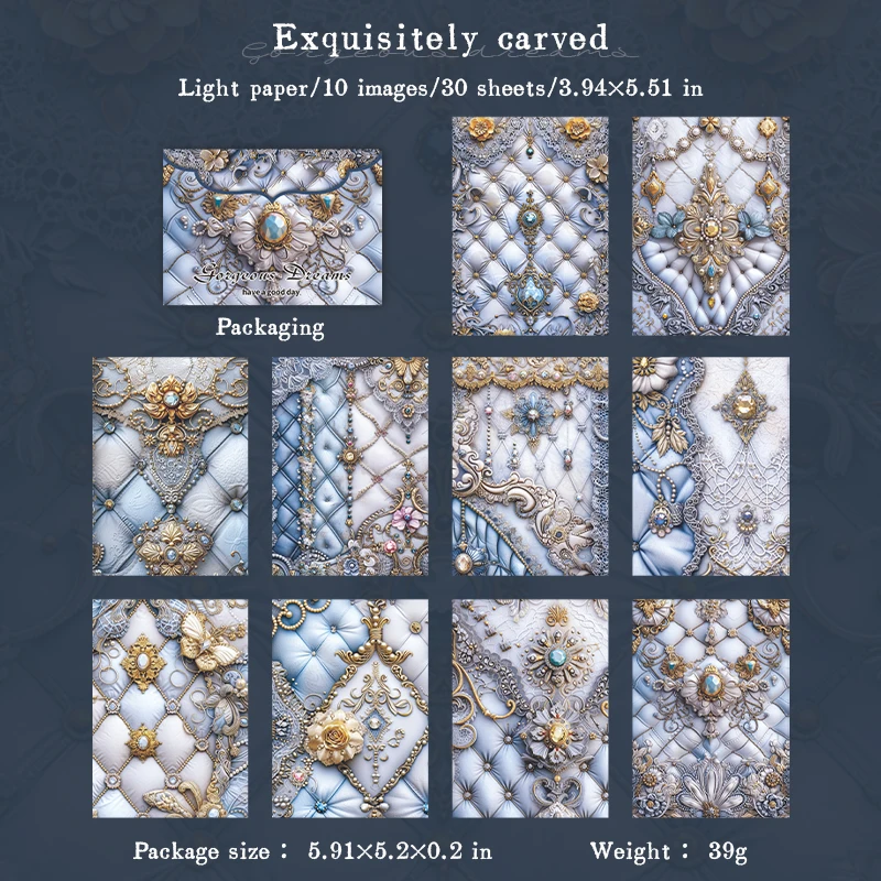 Journalsay 30 Sheets Gorgeous Dreams Series Vintage Flower Pearl Lace Material Paper