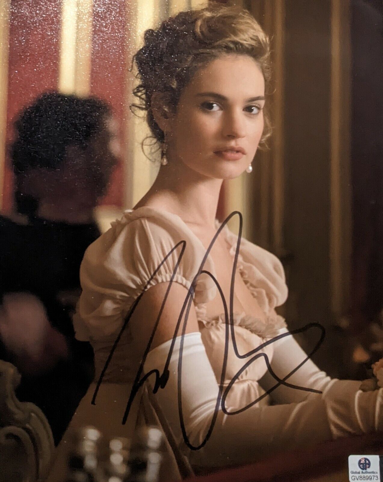 Lily James Signed Autograph 8x10 COA.