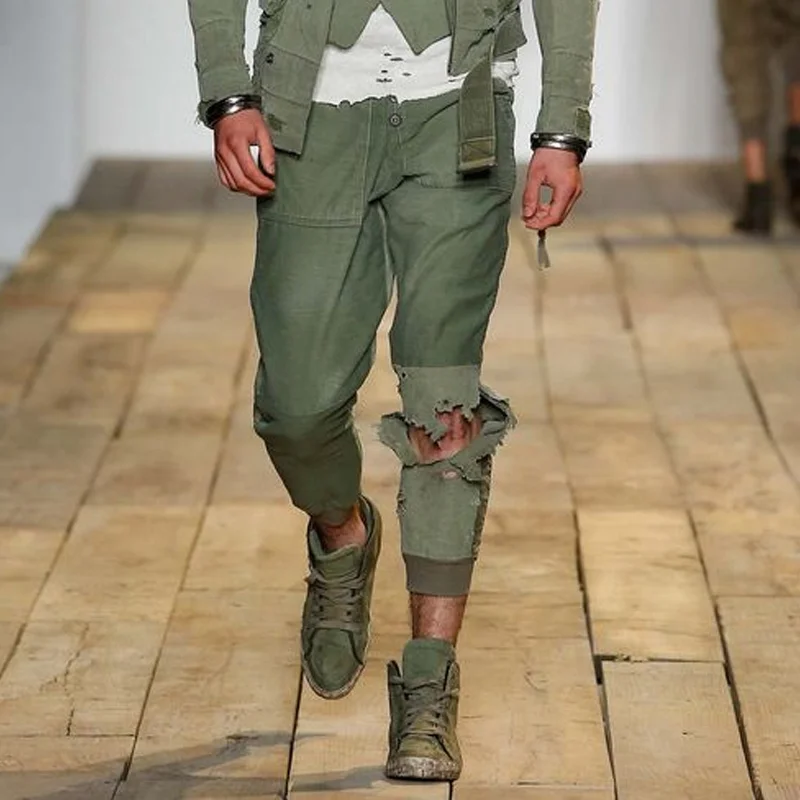 Retro All-match Classic Ripped Washed Trousers