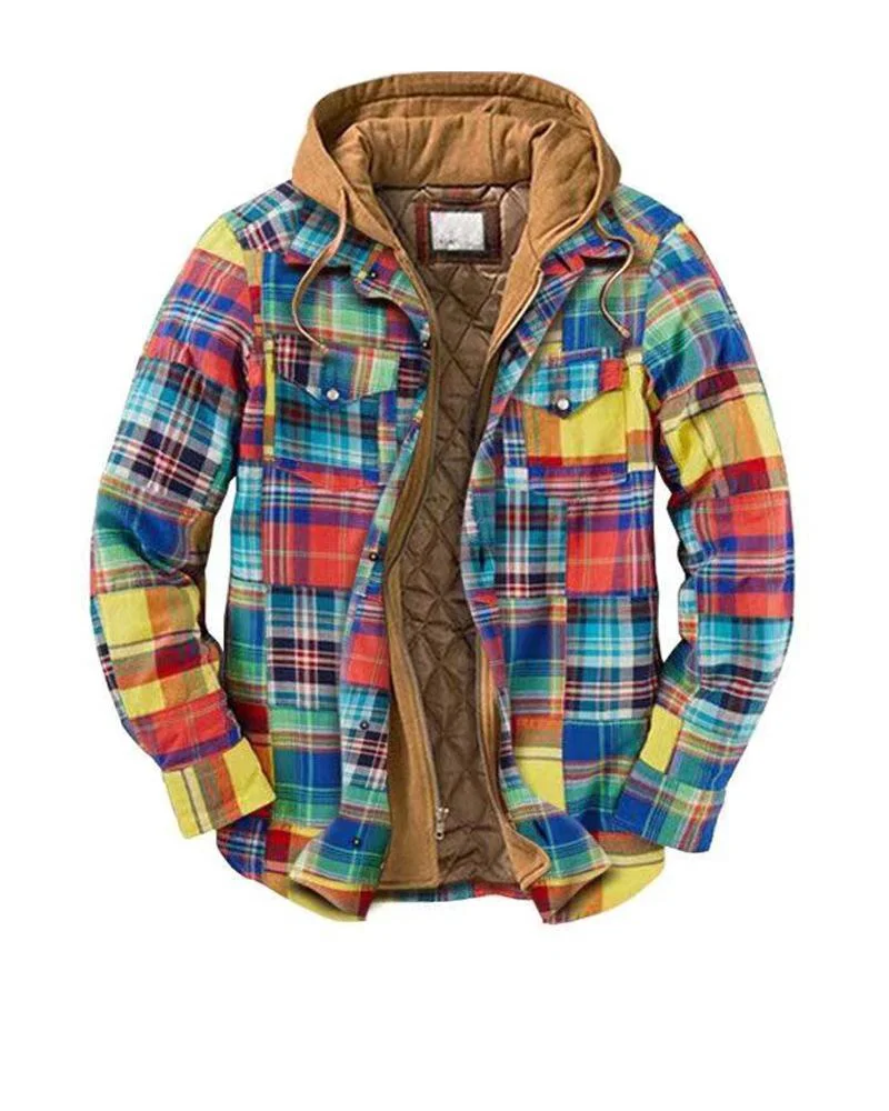 men's casual stitching flower jacket shirt