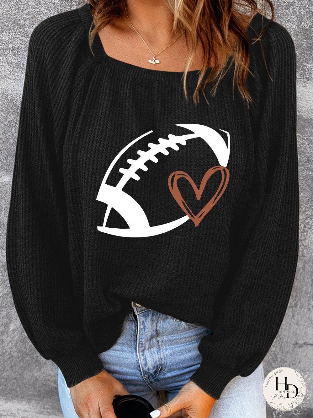 Team Spirit Waffle Knit Football Top