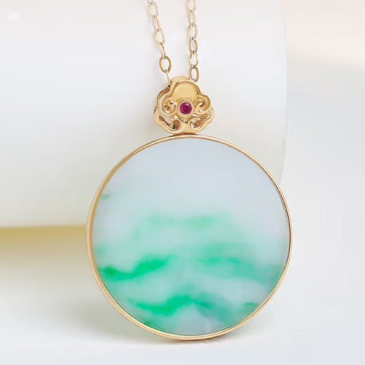 High Standard 18K GoldPlated Jade Pendant Necklace with Auspicious