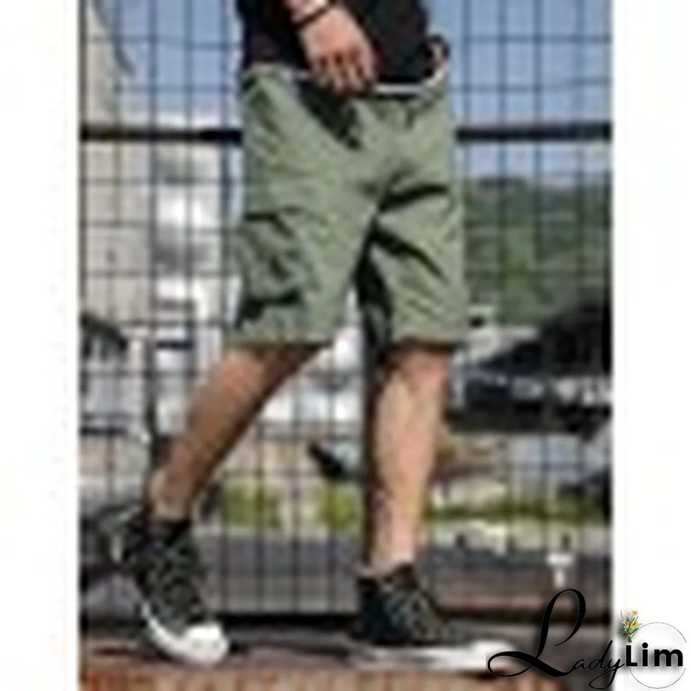 Men's Elasticized Waist Cargo Pocket Shorts