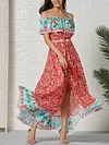 Floral Printed Off-The-Shoulder Maxi Dresses
