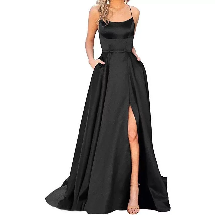 Uveng Uveng Solid-Color Bridesmaids Wear Long Dresses With Thin Shoulders And Girlfriend Fashion Bridesmaids Evening Dress