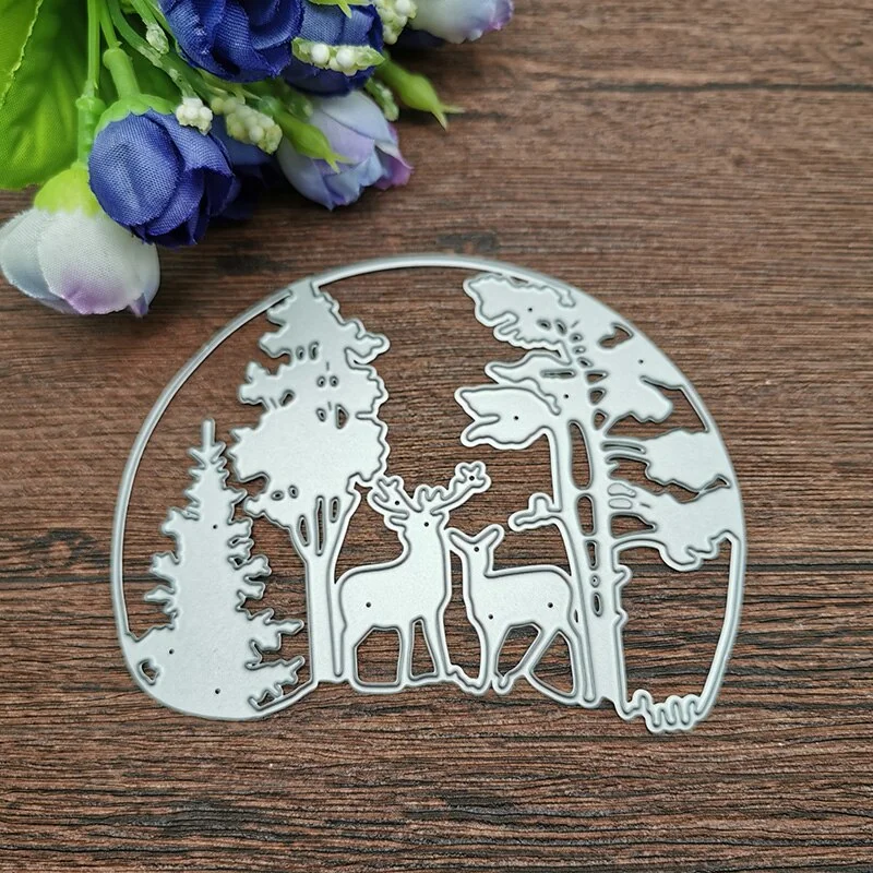Christmas Tree Deer Metal Cutting Dies Stitched DIY Scrapbooking Stamps Craft Embossing Making Stencil Template Xmas Decoraions