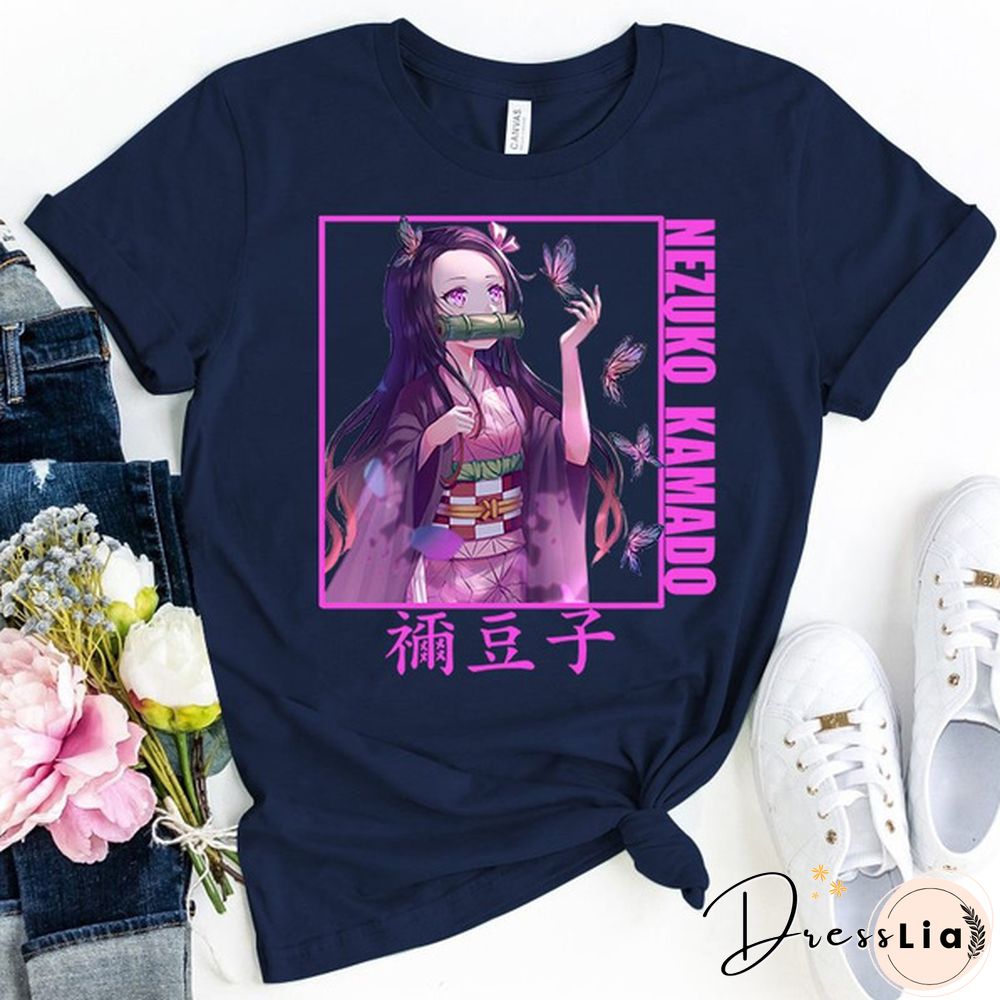 Funny Demon Slayer Kamado Nezuko Print T-shirt Women Men Summer Casual Short Sleeve Shirt Fashion Loose Tops