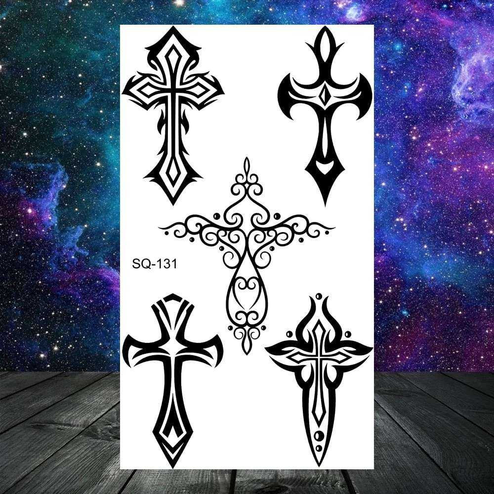 Thorns Wolf Dragon Scorpion Temporary Tattoos For Adult Men Boy Skull Tiger Lion Compass Fake Tattoo Neck Arm Hands Small Tatoos