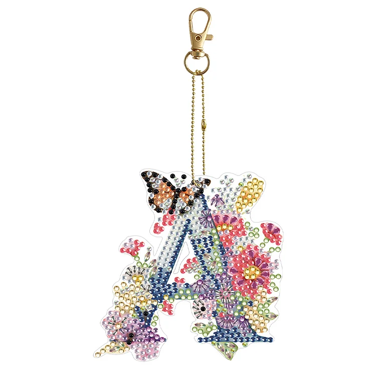 DIY Diamond Art Key Rings Special Shaped Keychain Supplies Lettter Alphabet Gift for Kids(Double-sided Bright Diamond)