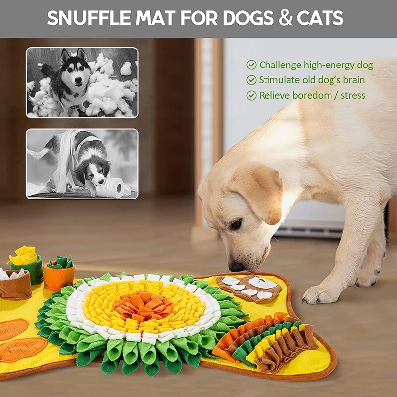 Tegooe Interactive Dog Snuffle Mat for Foraging and Slow Feeding Training - Fleece Puzzle Toy with Anti-Slip Base