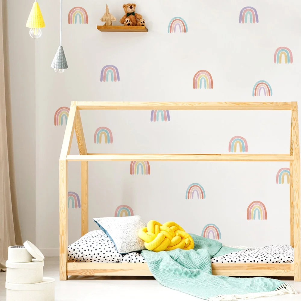 Rainbow Wallpaper On The Wall Stickers For Children's Room Ornaments Baby Room Stencils For Walls For Vinyls Decorative