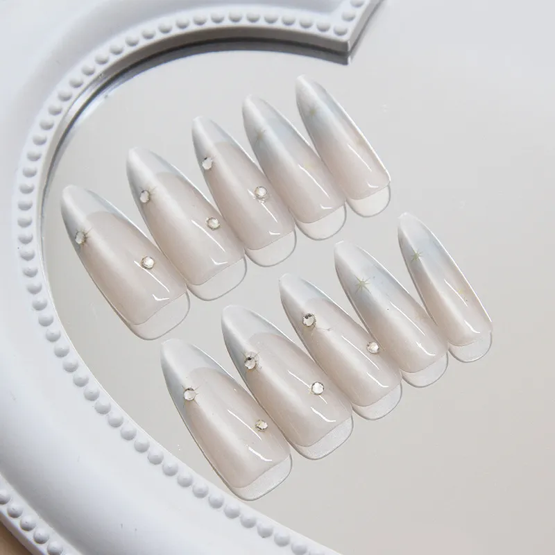 Churchf Churchf Moon Nail Piece French Beauty Nail Piece Advanced Feeling Long With Drill Nail Patch
