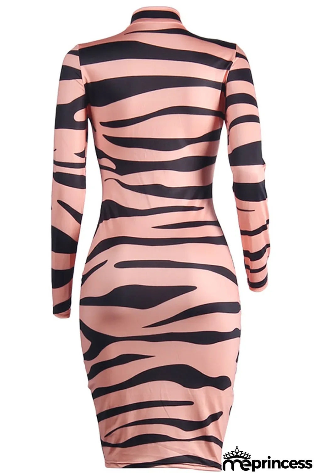 Yellow Polyester Fashion Sexy Long Sleeves V Neck Sheath Mini Print zebra Dresses