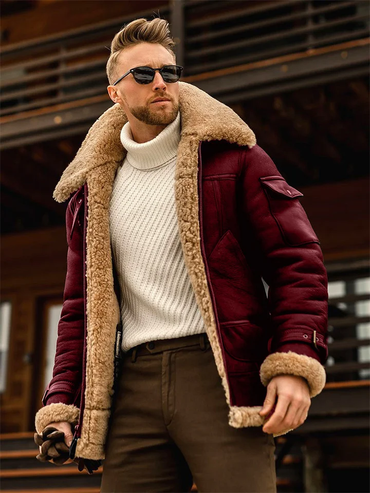 Solid Color New Fur One Men's Jacket Thickened Faux Fur Jacket Autumn and Winter New Warm Men's Clothing