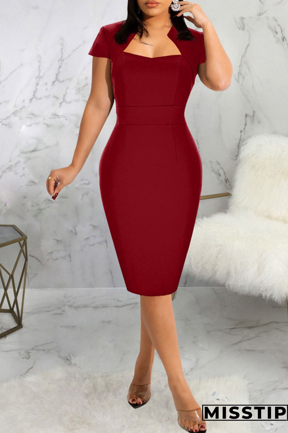 Black Fashion Casual Solid Basic Short Sleeve Dress