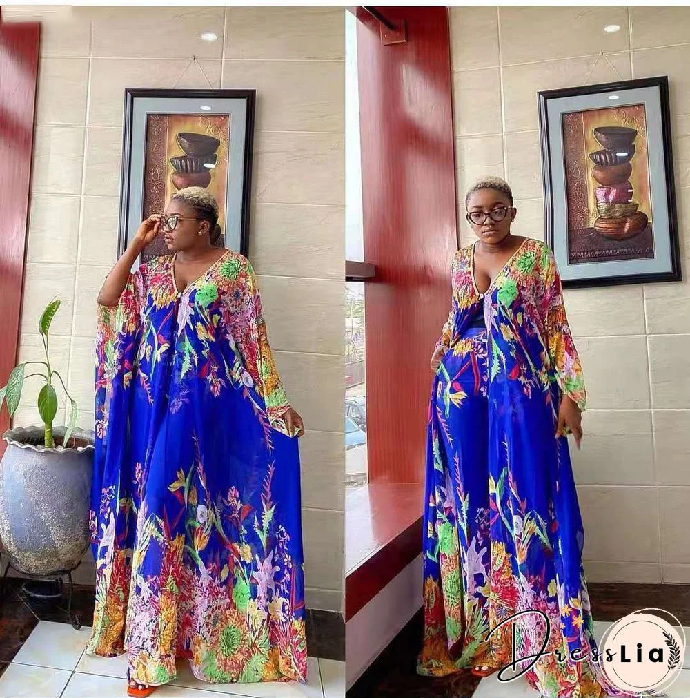 Summer African ClothesFor Women Two Piece Set Dashiki Fashion Long Dress Sets Pants Suits Outfits Party Dresses Plus Size