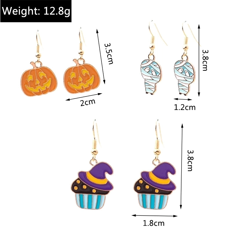 Halloween Funny Pumpkin Alloy Party Earrings