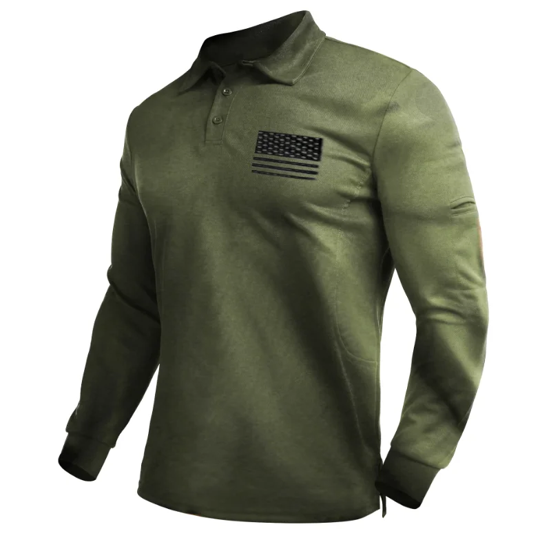 Men's Outdoor Tactical Henley Polo Shirt