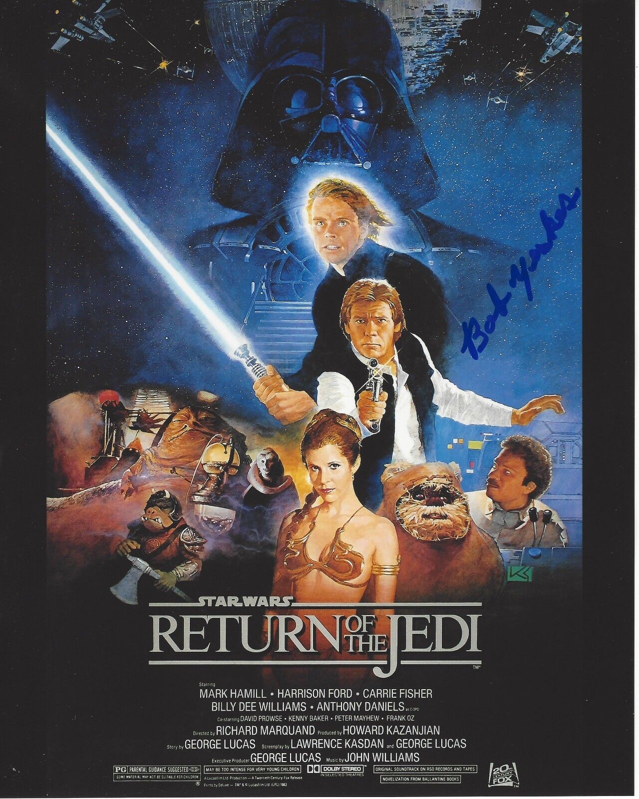 BOB YERKES SIGNED STAR WARS RETURN OF THE JEDI 8x10 MOVIE POSTER Photo Poster painting W/COA