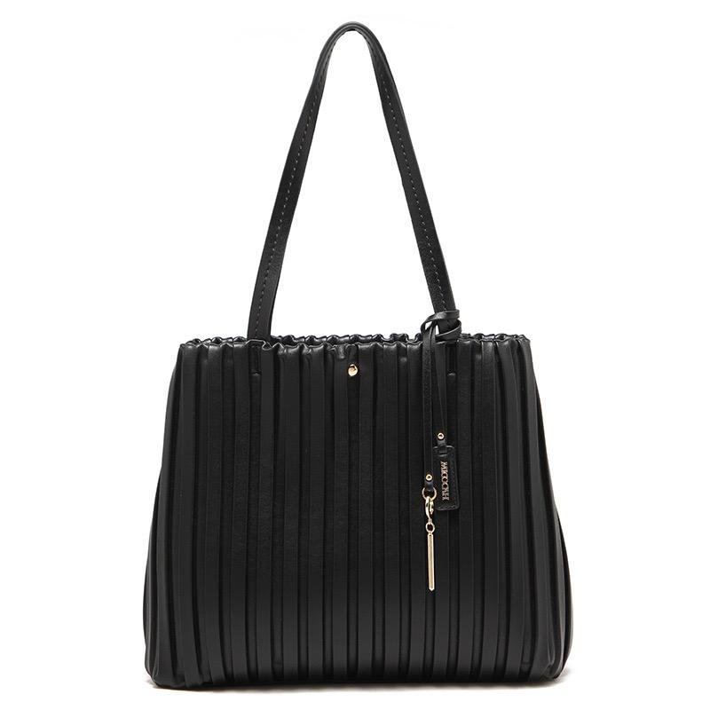 Ruched leather tote bags with key decor #1008